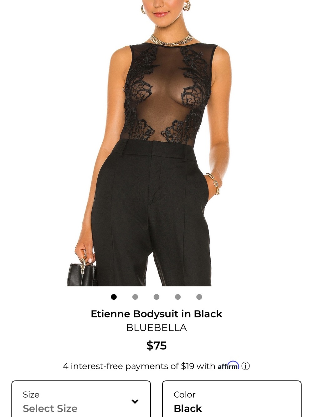 Bluebella Black Lace Sheer Bodysuit